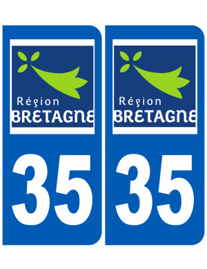immatriculation 35 Région Bretagne (2fois 10,2x4,6cm) - Sticker/autocollant