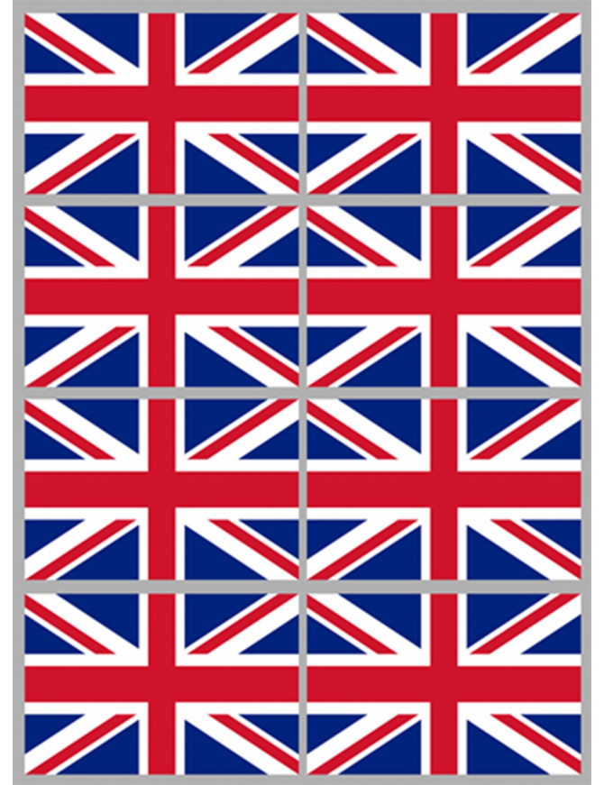 Drapeau Grande Bretagne (8 fois 9.5x6.3 cm) - Sticker/autocollant