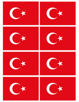 Drapeau Turquie (8 fois 9.5x6.3cm) - Sticker/autocollant