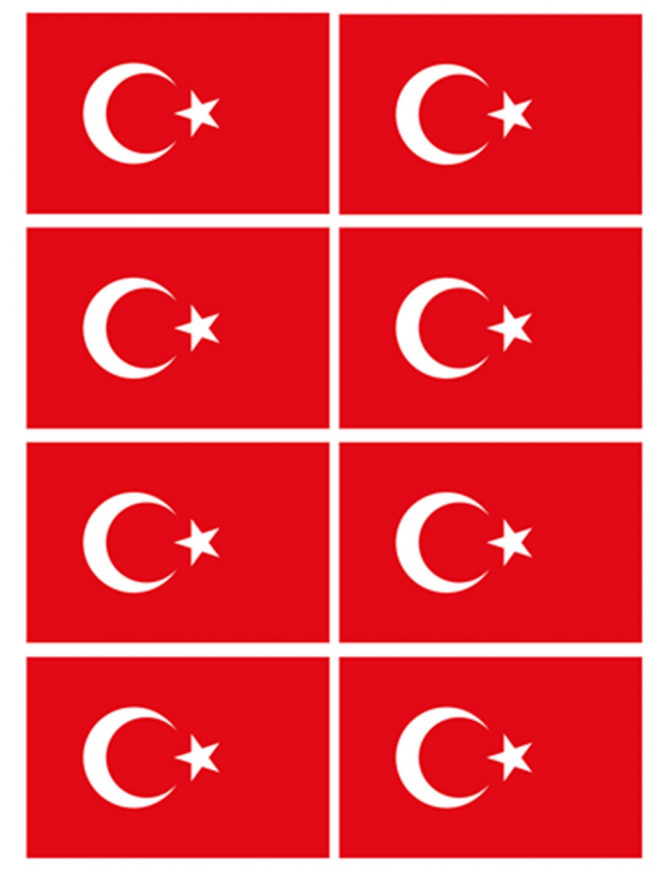 Drapeau Turquie (8 fois 9.5x6.3cm) - Sticker/autocollant