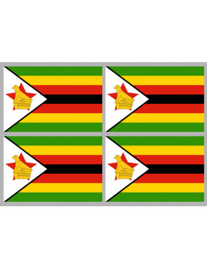 Drapeau Zimbabwe (4 fois9.5x6.3 cm) - Sticker/autocollant