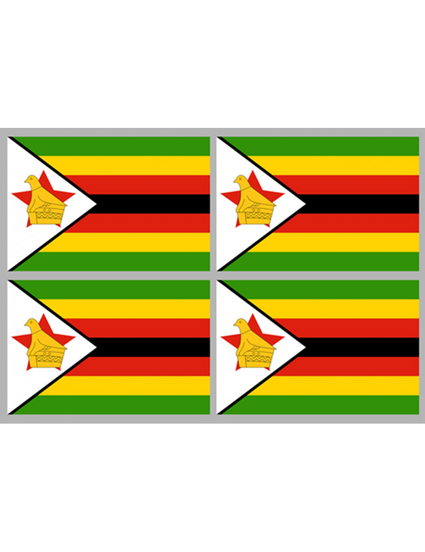 Drapeau Zimbabwe (4 fois9.5x6.3 cm) - Sticker/autocollant