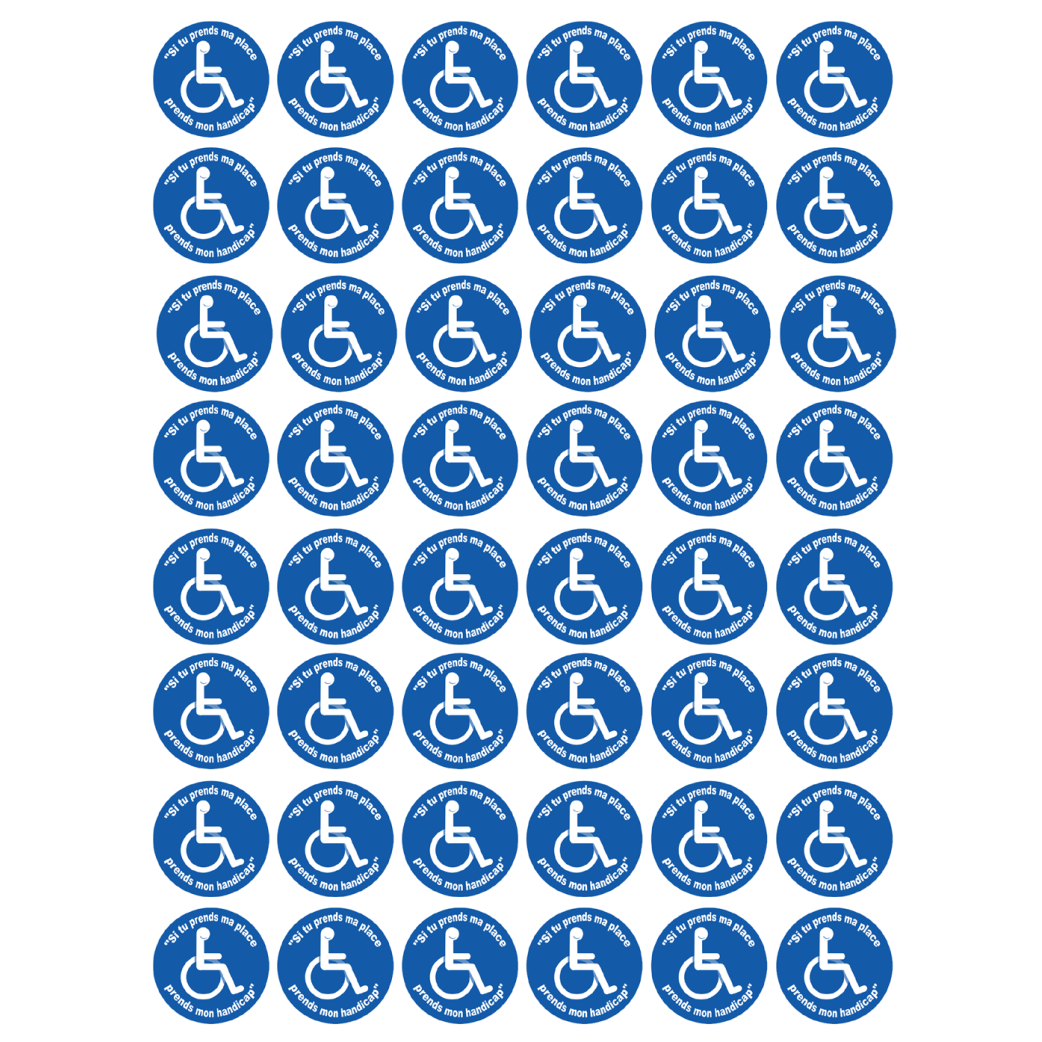 Si tu prends ma place, prends mon handicap - 48fois 2.5x2.5cm - Sticker/autocollant