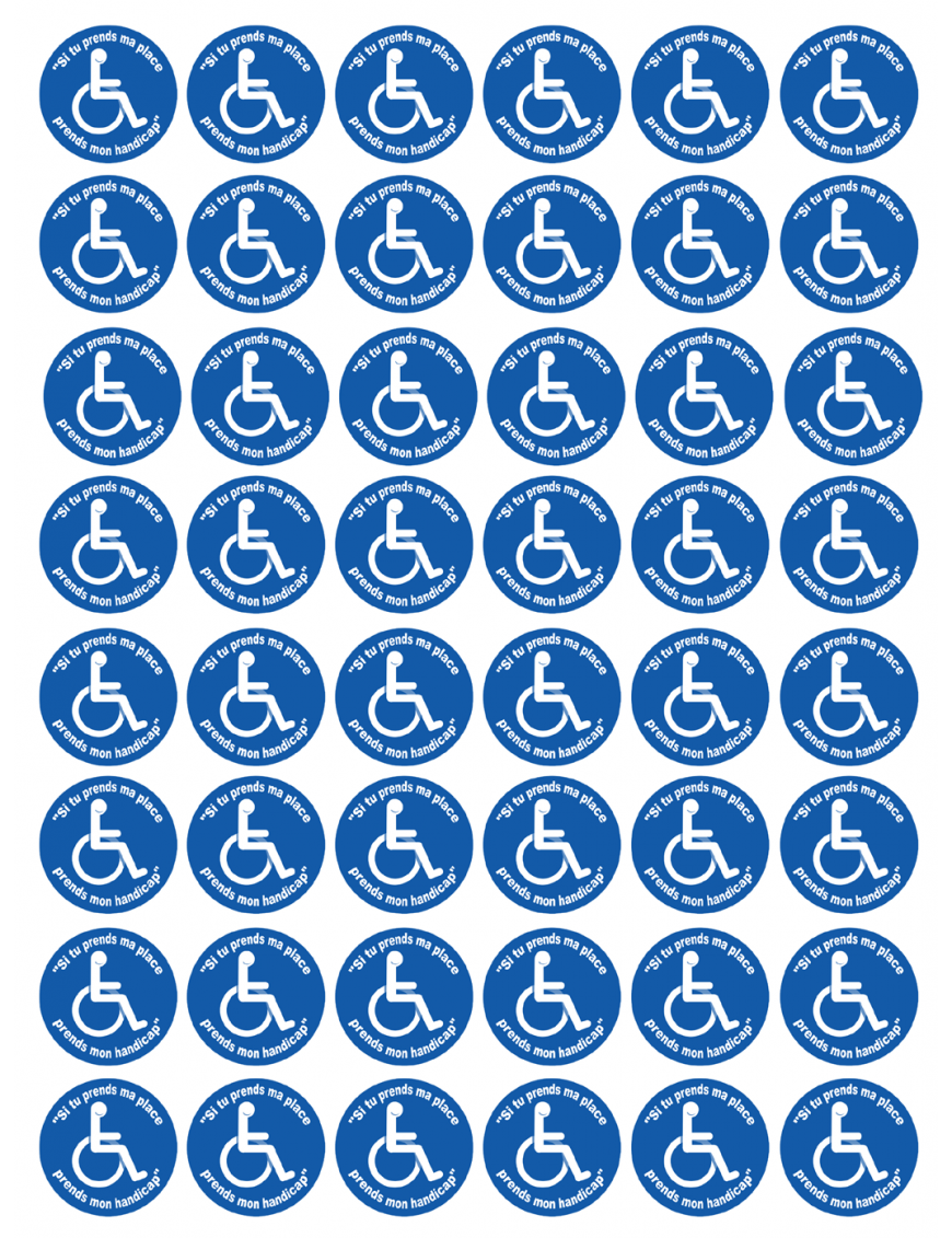 Si tu prends ma place, prends mon handicap - 48fois 2.5x2.5cm - Sticker/autocollant - 5cm - Sticker/autocollant