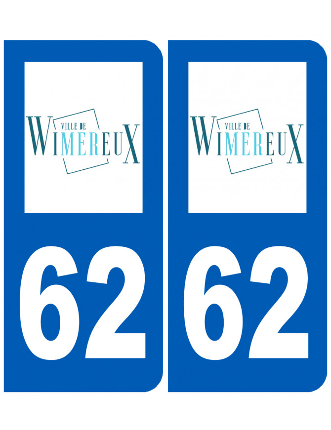 immatriculation 62 Wimereux - Sticker/autocollant immatriculation 62 Wimereux - Sticker/autocollant