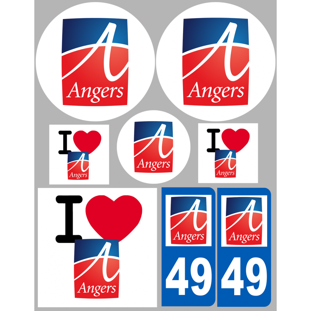Angers 49 (8 autocollants variés) - Sticker/autocollant