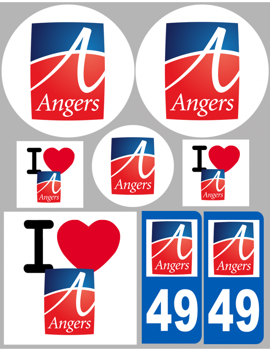 Angers 49 (8 autocollants variés) - Sticker/autocollant