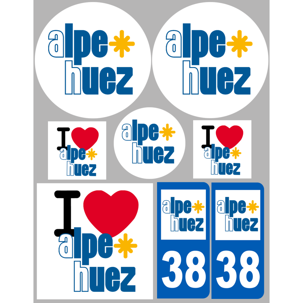 L'Alpe d'Huez 38 (8 autocollants variés) - Sticker/autocollant