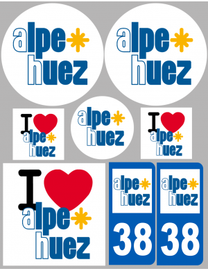 L'Alpe d'Huez 38 (8 autocollants variés) - Sticker/autocollant