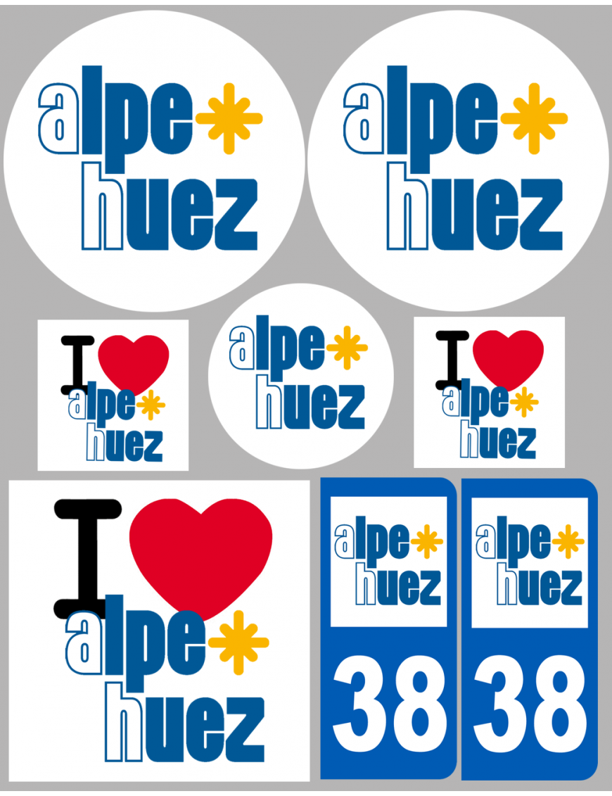 L'Alpe d'Huez 38 (8 autocollants variés) - Sticker/autocollant