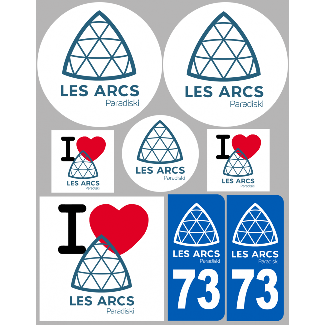 Les Arcs 73 (8 autocollants variés) - Sticker/autocollant