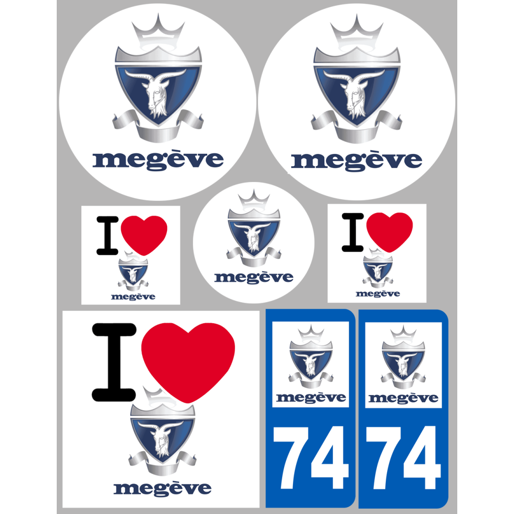 Megève 74 (8 autocollants variés) - Sticker/autocollant