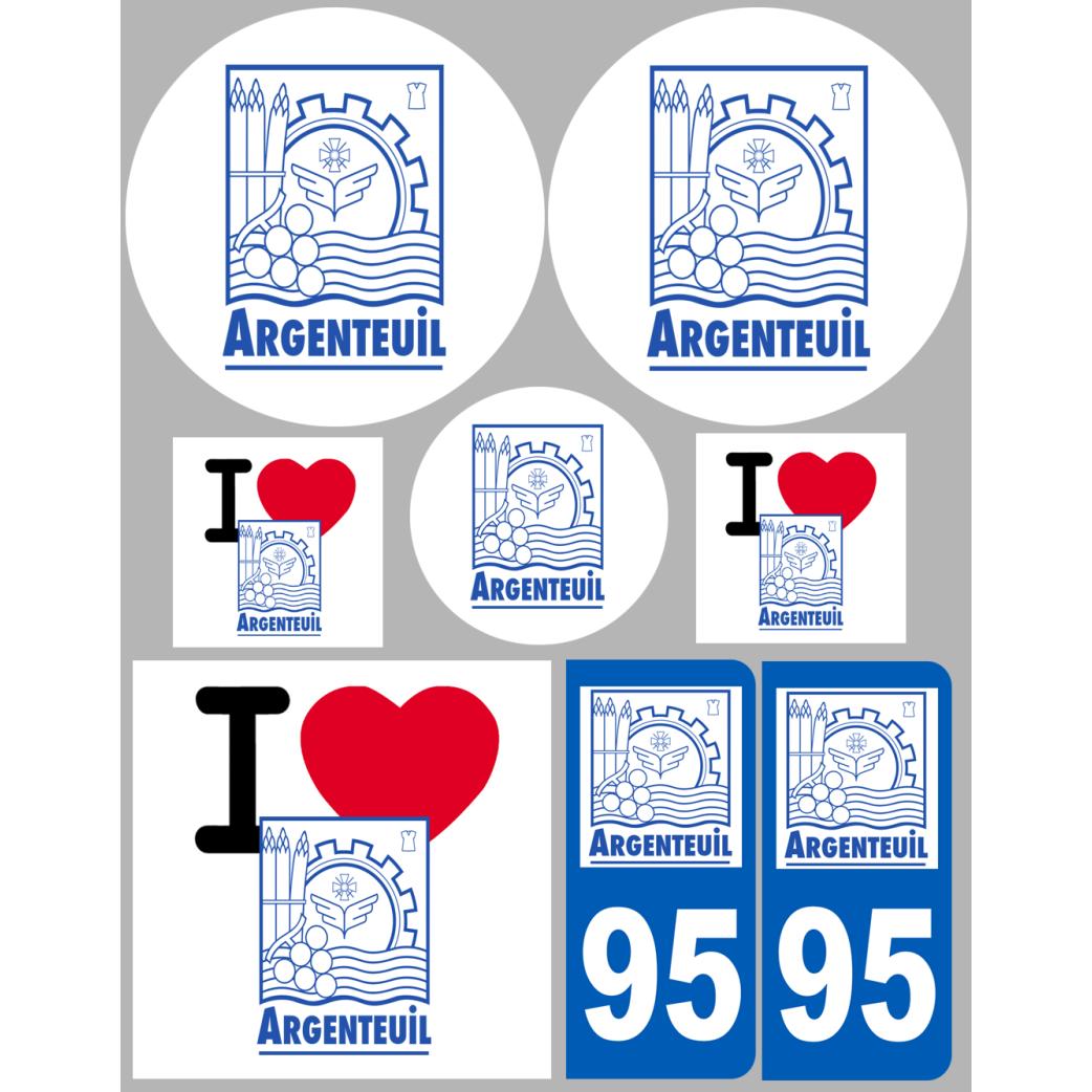 Argenteuil - 8 autocollants variés - Sticker/autocollant