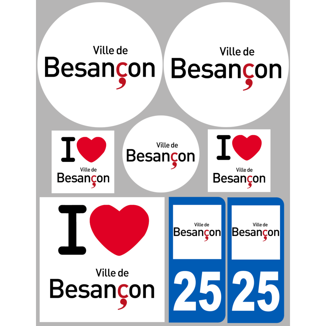 Besançon - 8 autocollants variés - Sticker/autocollant