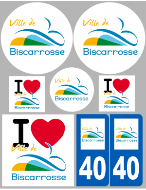 Biscarrosse - 8 autocollants variés - Sticker/autocollant