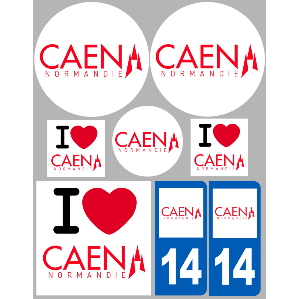 Caen - 8 autocollants variés - Sticker/autocollant