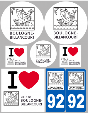 Boulogne-Billancourt - 8 autocollants variés - Sticker/autocollant