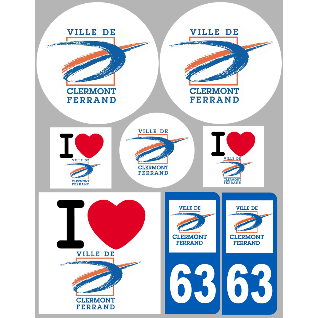 Clermont Ferrand - 8 autocollants variés - Sticker/autocollant