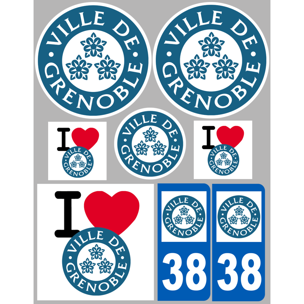 Grenoble - 8 autocollants variés - Sticker/autocollant