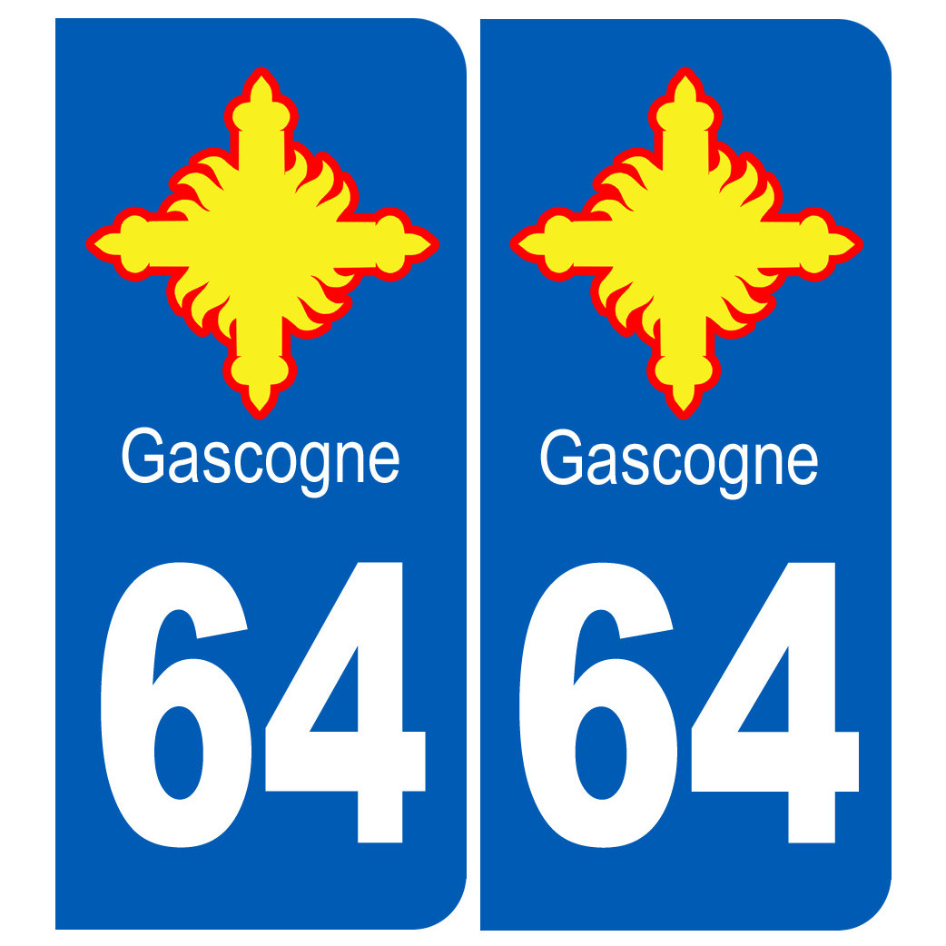 immatriculation Gascogne 64 Pyrénées-Atlantiques - Sticker/autocollant
