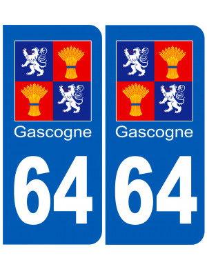 immatriculation Gascogne64 Pyrénées-Atlantiques - Sticker/autocollant