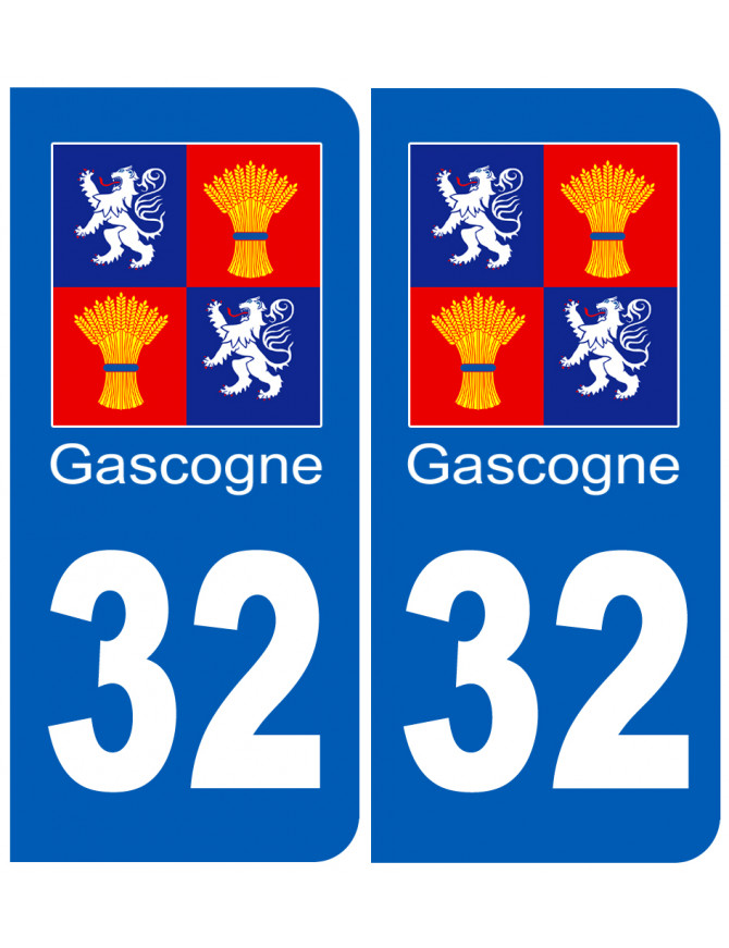immatriculation Gascogne32 Gers - Sticker/autocollant immatriculation Gascogne32 Gers - Sticker/autocollant