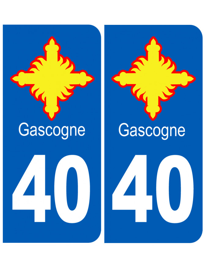 immatriculation Gascogne 40 les Landes - Sticker/autocollant immatriculation Gascogne 40 les Landes - Sticker/autocollant