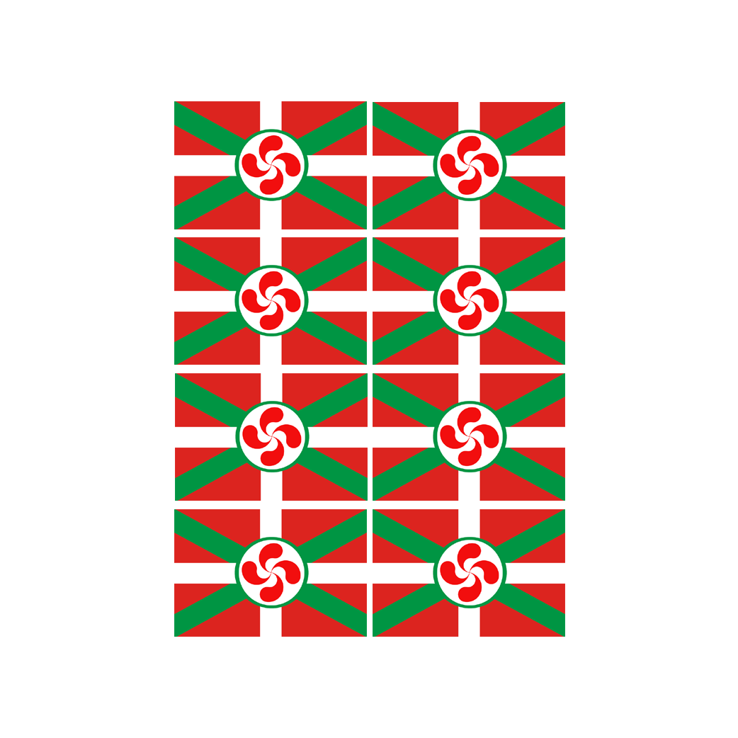 Drapeau Basque Lauburu - 8fois 9.5x6.3cm - Sticker/autocollant