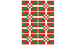 Drapeau Basque Lauburu - 8fois 9.5x6.3cm - Sticker/autocollant