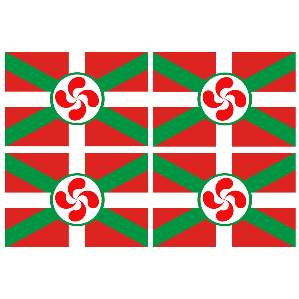 Drapeau Basque Lauburu - 4fois 9.5x6.3cm - Sticker/autocollant