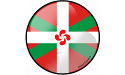 Drapeau croix basque rond - 10cm - Sticker/autocollant