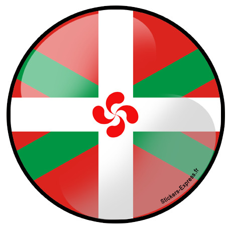 Drapeau croix basque rond - 10cm - Sticker/autocollant