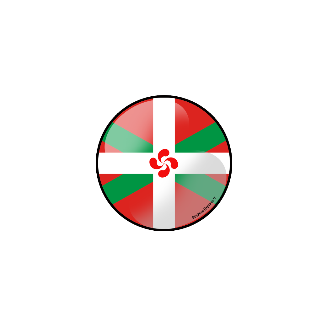 Drapeau croix basque rond - 5cm - Sticker/autocollant