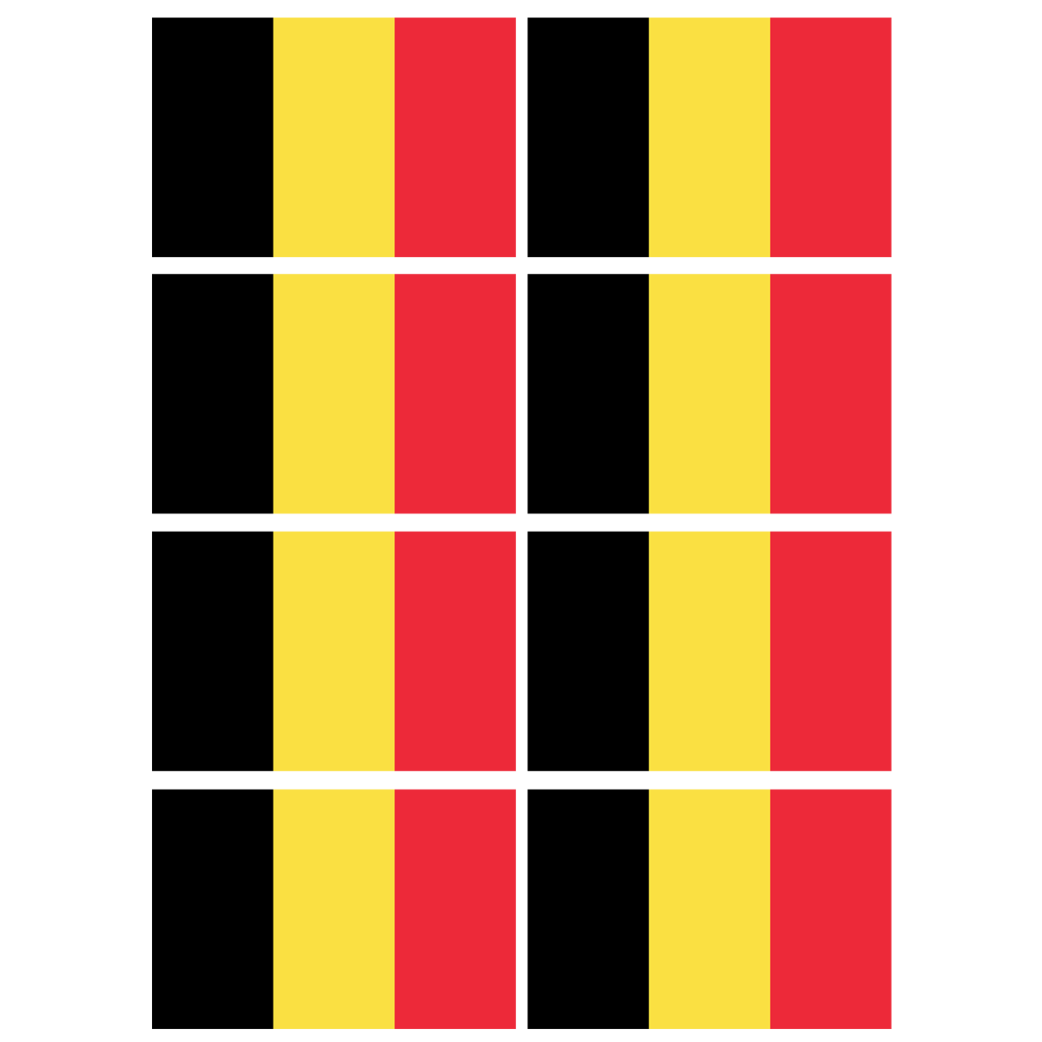 Drapeau Belgique - 8 stickers - 9.5 x 6.3 cm - Sticker/autocollant