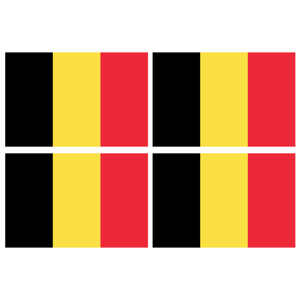 Drapeau Belgique - 4 stickers - 9.5 x 6.3 cm - Sticker/autocollant