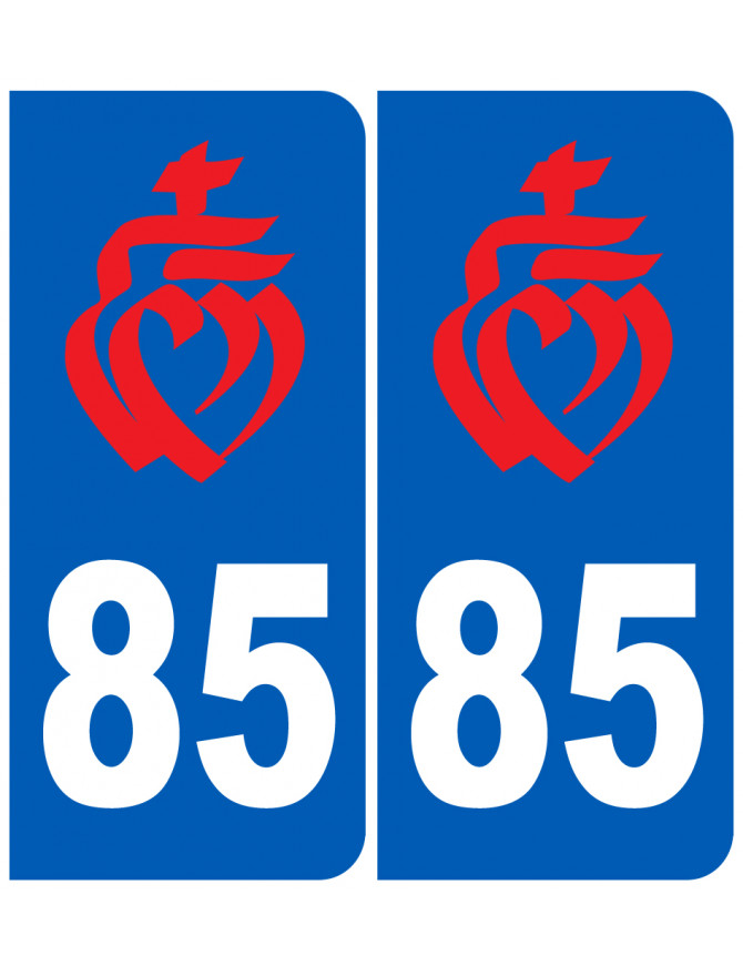 immatriculation 85 Vendée coeur rouge - Sticker/autocollant immatriculation 85 Vendée coeur rouge - Sticker/autocollant