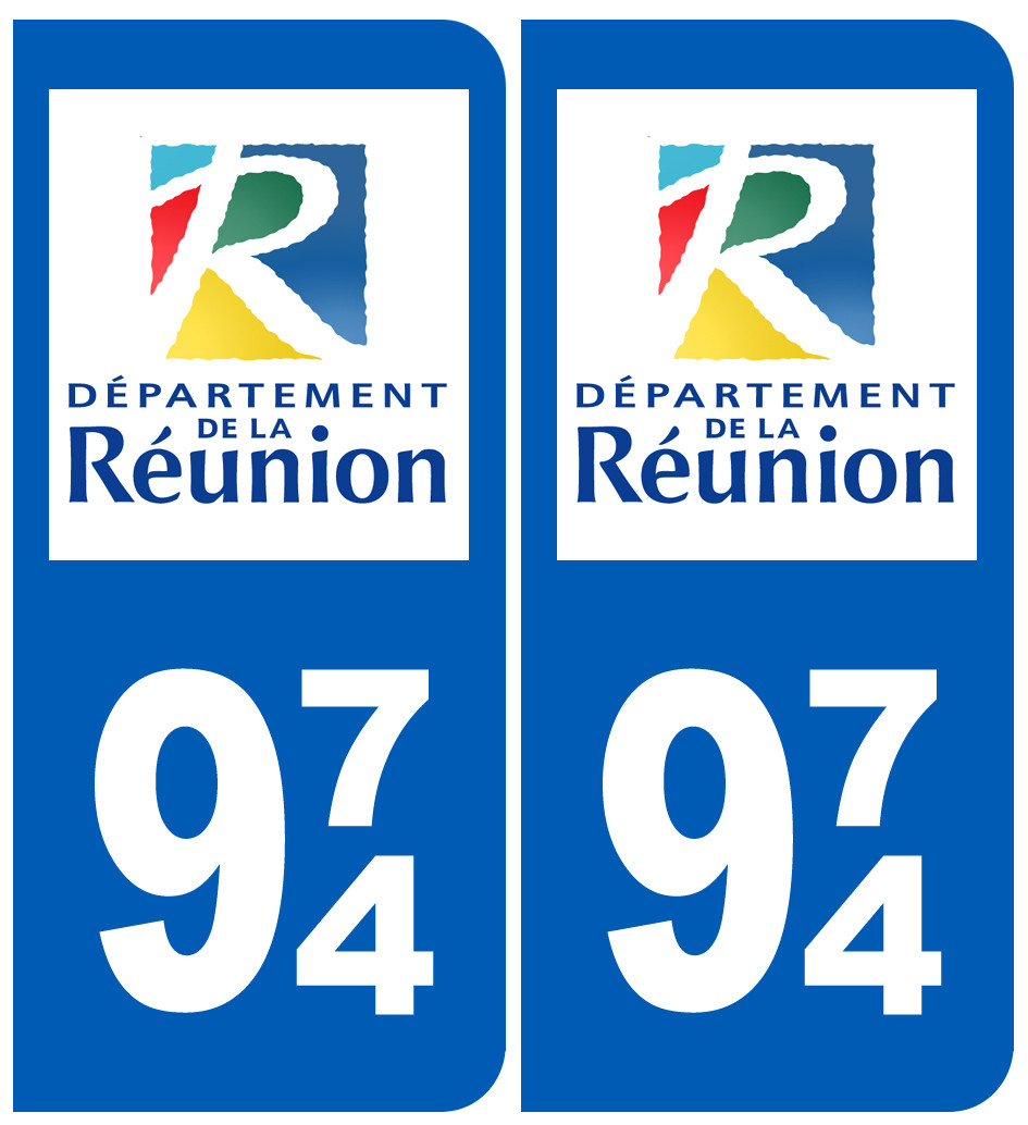 immatriculation 974 (La Réunion) - Sticker/autocollant