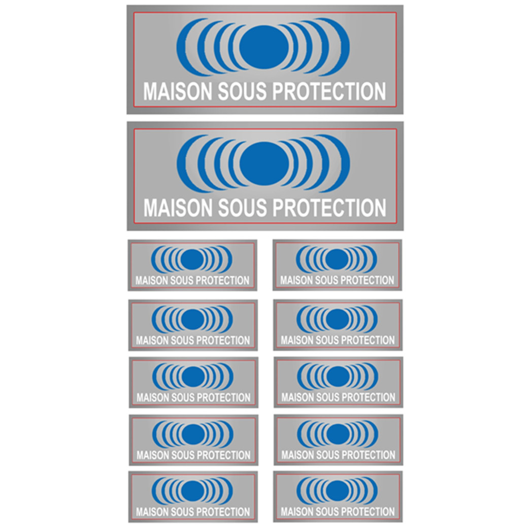 Maison sous protection (2 fois 15x6cm & 10 fois 7x2.5cm) - Sticker/autocollant