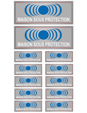 Maison sous protection (2 fois 15x6cm & 10 fois 7x2.5cm) - Sticker/autocollant