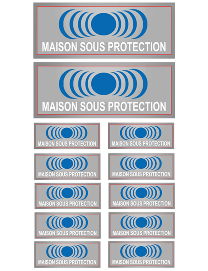 Maison sous protection (2 fois 15x6cm & 10 fois 7x2.5cm) - Sticker/autocollant