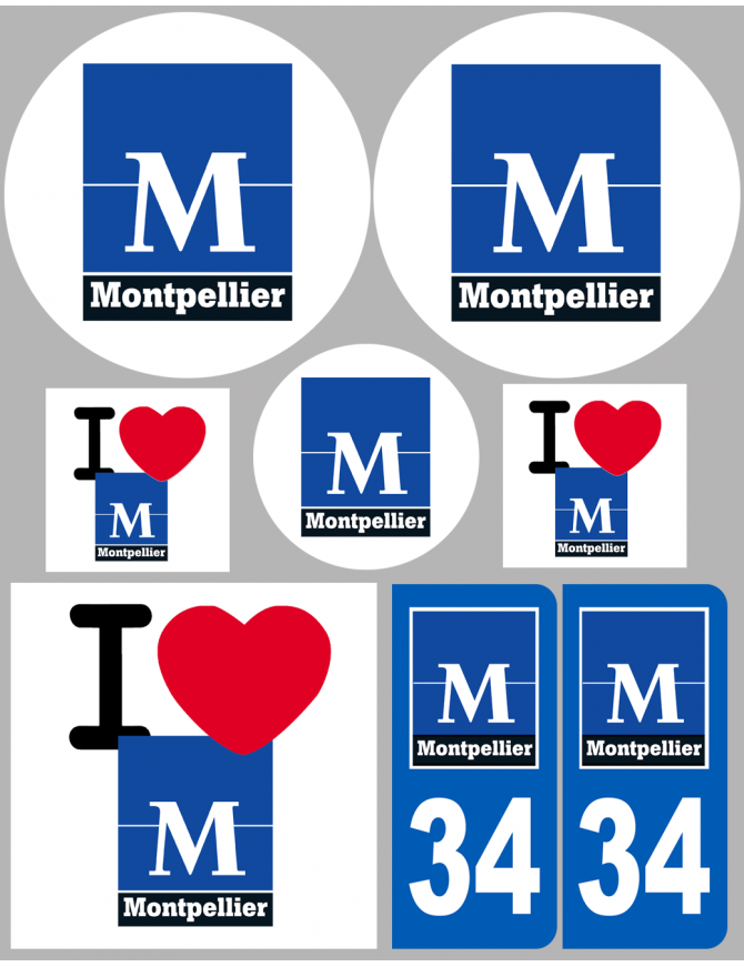 Montpellier (8 autocollants variés) - Sticker/autocollant Montpellier (8 autocollants variés) - Sticker/autocollant