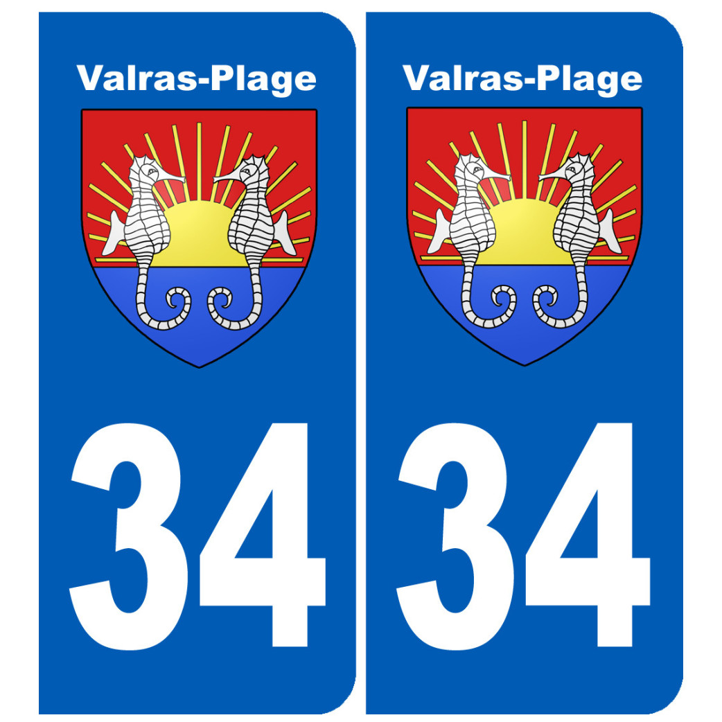 immatriculation 34 Valras-Plage - Sticker/autocollant