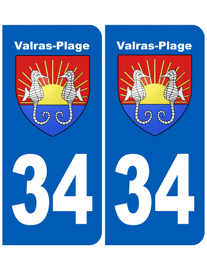 immatriculation 34 Valras-Plage - Sticker/autocollant
