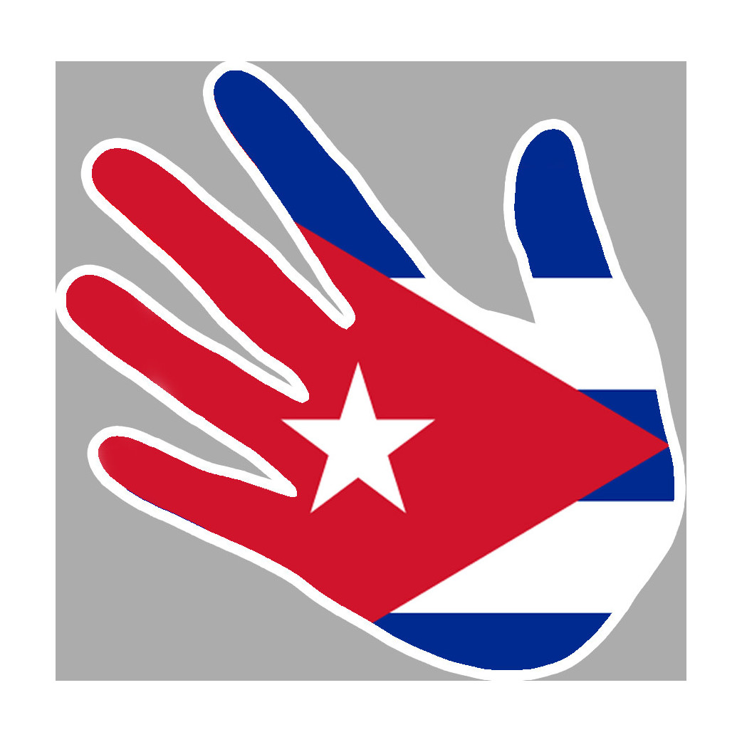 Drapeau main Cubaine - 15x15cm - Sticker/autocollant