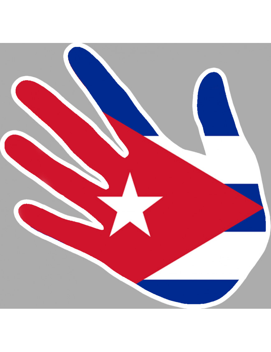 Drapeau main Cubaine - 15x15cm - Sticker/autocollant