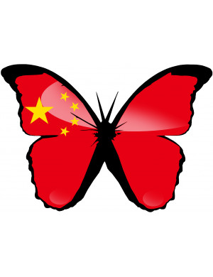 Effet papillon Chinois - 15x10.5cm - Sticker/autocollant