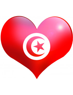 Coeur Tunisie - 11.5x10cm - Sticker/autocollant