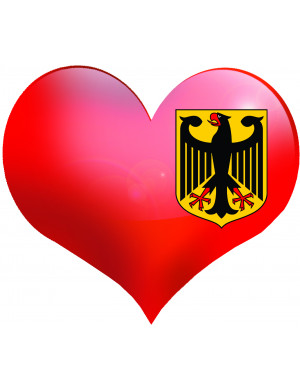 Coeur Allemagne - 5x4.3cm - Sticker/autocollant