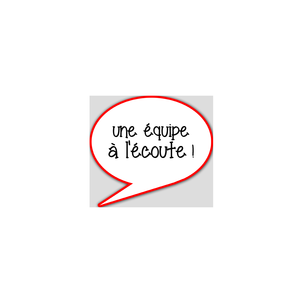une équipe à l'écoute - 10x9cm - sticker/autocollant