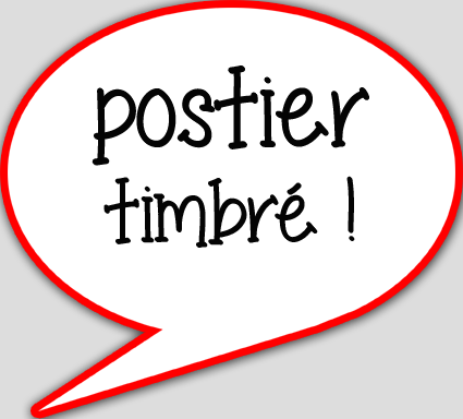 postier timbré - 10x9cm - sticker/autocollant